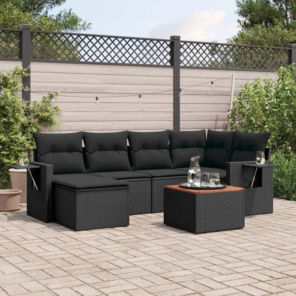 Garten-Lounge-Set 3035765 (7-teilig) Schwarz