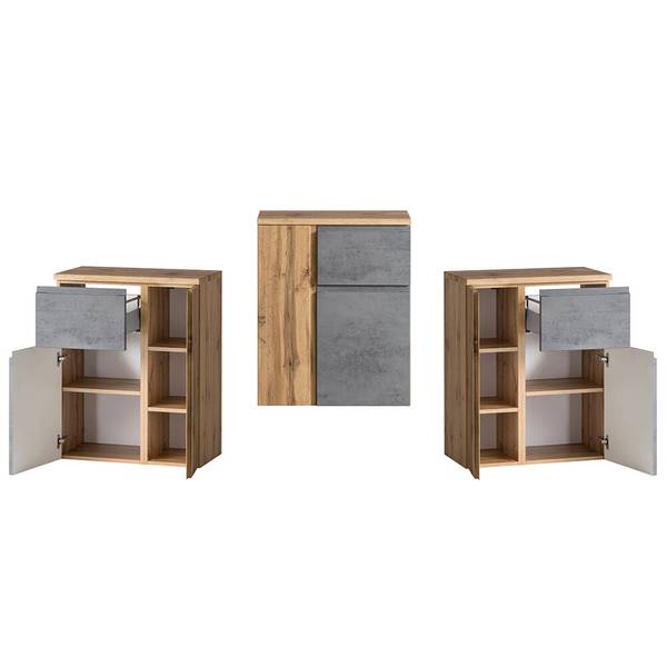 Badmöbel-Set VASTO-03-54 4er-Set Grau - Spiegelglas - 185 x 200 x 47 cm