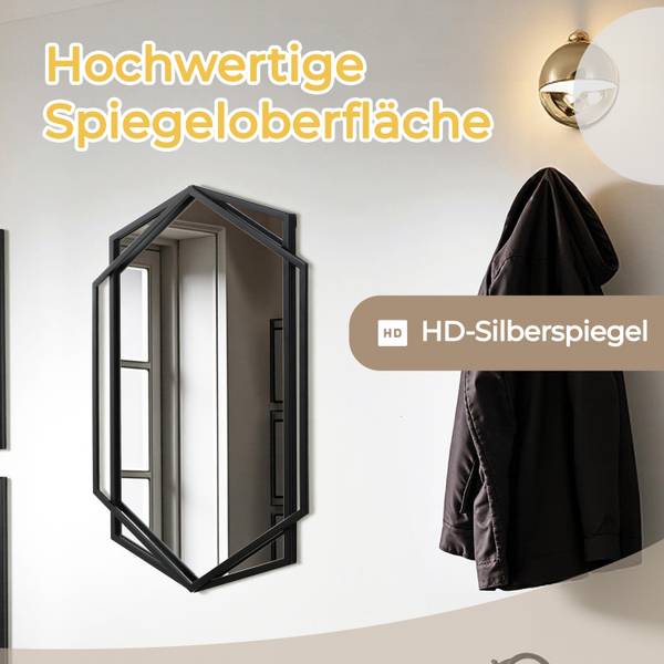 Wandspiegel HTA0121 Schwarz - Glas - 3 x 71 x 49 cm