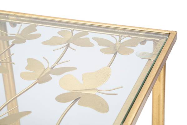 Konsolentisch Butterflies Glass Gold - Metall - 100 x 80 x 35 cm