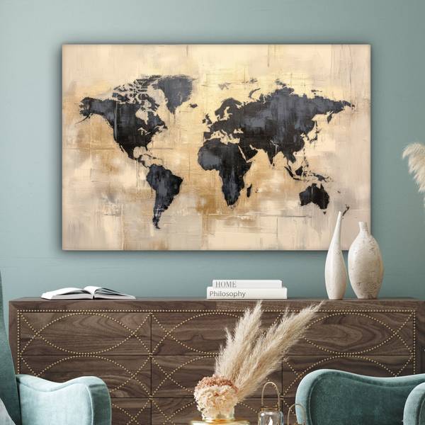 LEINWANDBILD Weltkarte Kupfer - 120 x 80 cm
