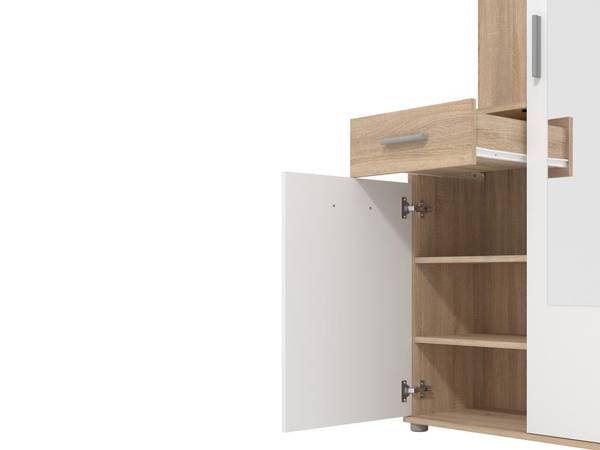 Flurgarderobe CAMOLA Braun - Weiß - Holz teilmassiv - 134 x 198 x 34 cm
