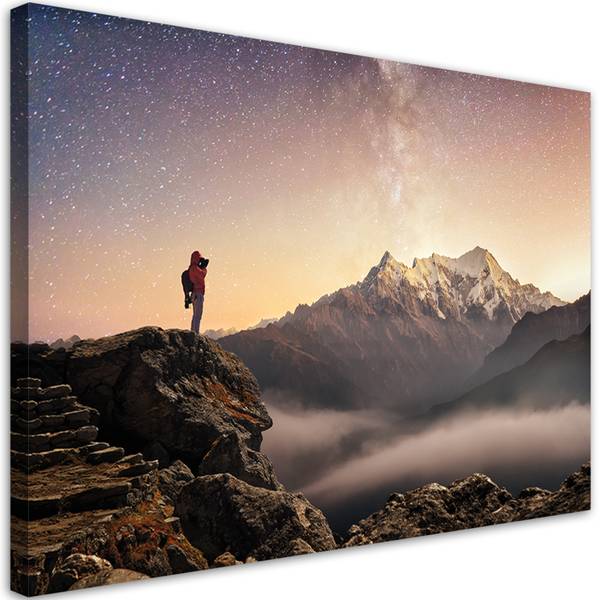 Tableau déco alpinisme étoiles ciel 90 x 60 cm