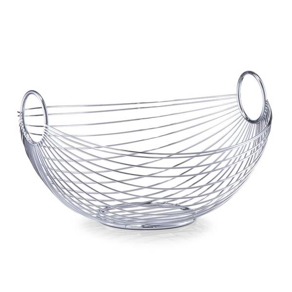 Obstkorb, oval, metall verchromt Silber - Metall - 26 x 16 x 28 cm