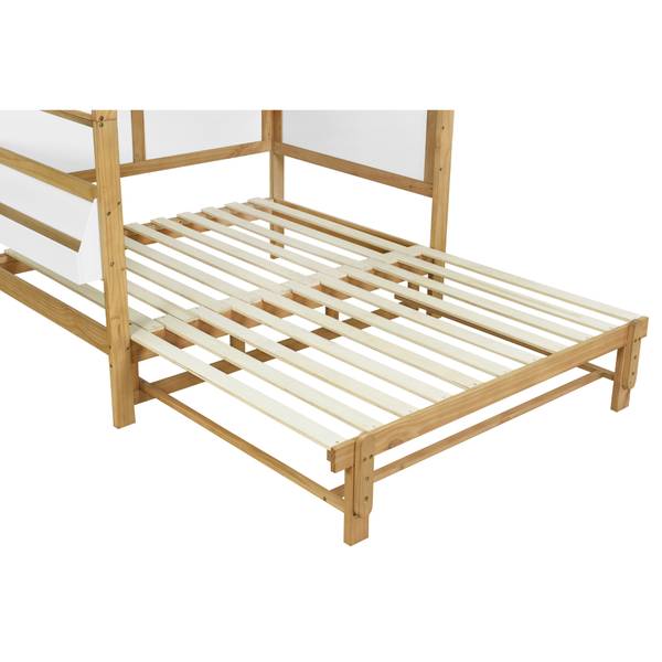 Kinderbett Daisy Braun - Weiß - Kiefer - 162 x 177 x 207 cm