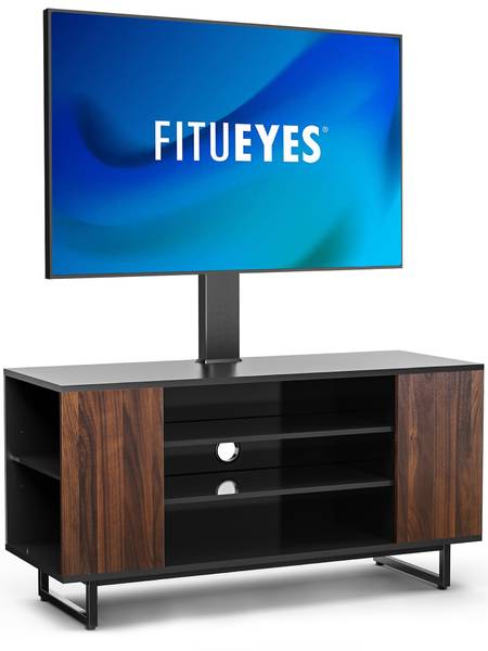 FITUEYES Schrank mit TV Halterung Schwarz - Massivholz - 40 x 137 x 107 cm