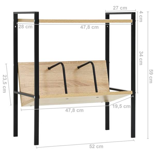 Bücherregal 3002406 Schwarz - Braun - Stahl - 28 x 59 x 52 cm