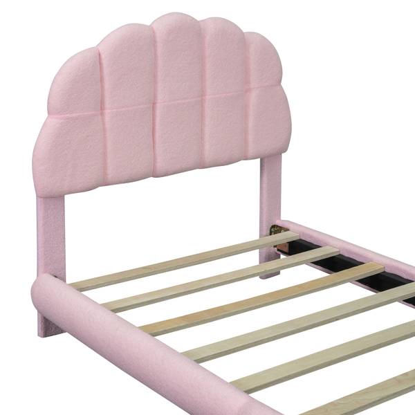 Kinderbett, niedliches Kopfteil-O1112 Pink - Massivholz - 102 x 65 x 215 cm