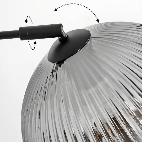 Stehlampe Cesaro Grau - Aluminium - Klarglas - Marmor - 105 x 185 x 72 cm