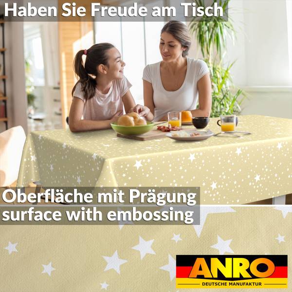Wachstuchtischdecke Sterne Beige - Tiefe: 180 cm