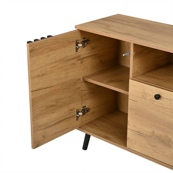 Sideboard Astraios Ⅷ Schwarz - Braun - Holzwerkstoff - Massivholz - 140 x 71 x 35 cm