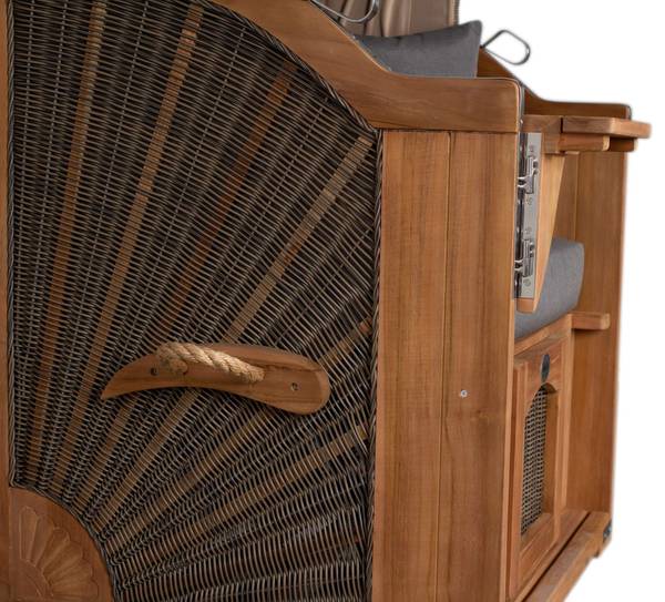 Strandkorb Düne 1 Sitzer Grau - Teakholz - 96 x 165 x 80 cm