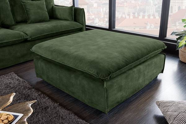 Hocker HEAVEN Grün - Polyester - Webstoff - Samt - Pappel - 100 x 42 x 100 cm