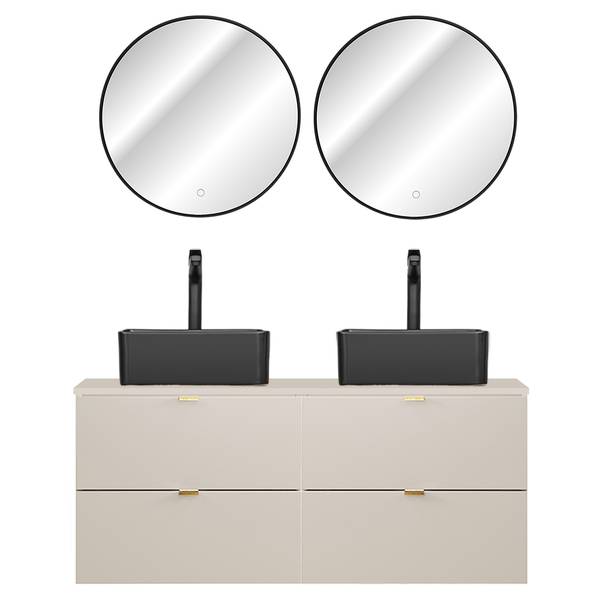 Badmöbel-Set DURANGO-56-133 3er-Set Beige - Holzwerkstoff - 165 x 200 x 47 cm