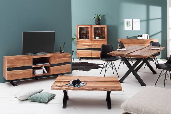 TV-Board AMAZONAS Braun - Akazie - Eisen - 160 x 65 x 43 cm