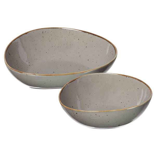 Servierschalen-Set Taste 2-teilig Grau - Porzellan - 2 x 2 x 2 cm