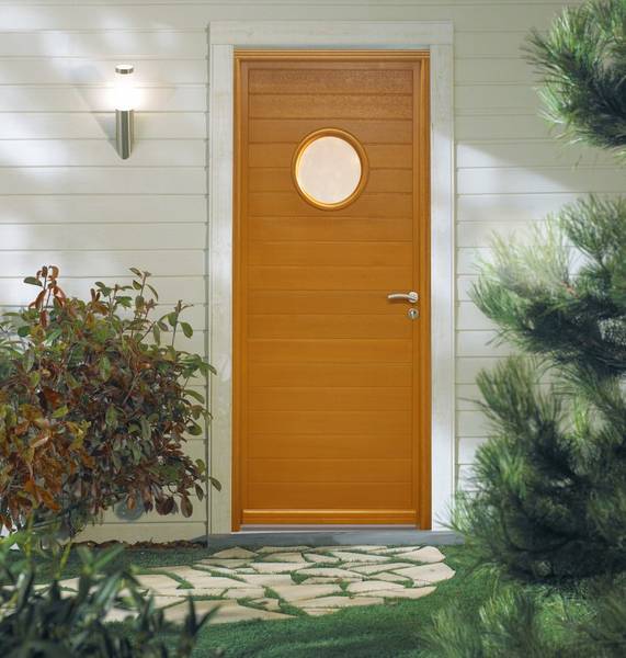 Porte d'entrée laura 136 Marron - Bois manufacturé - En partie en bois massif - 90 x 215 x 7 cm