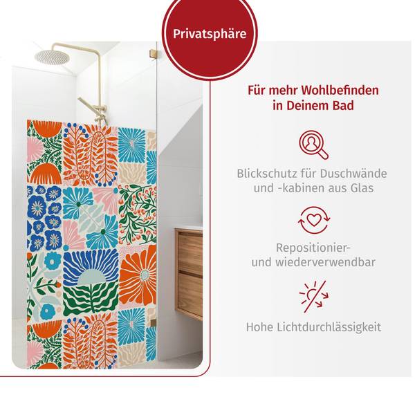 Dusch‑Sichtschutz Patchwork Blumenmuster 90 x 160 cm