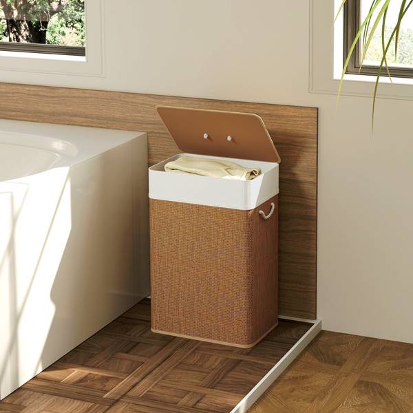Wäschekorb 850-344V00BN Braun - Bambus - 30 x 60 x 40 cm