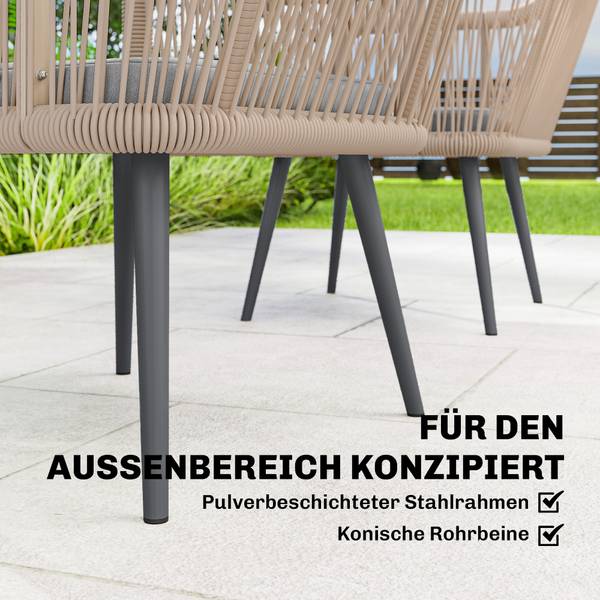 Tuin-eetkamerstoelenset 84G-881V00LG grijs - polyrotan - 54 x 80 x 65 cm