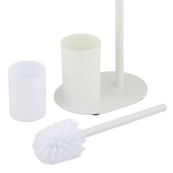 Toiletbutler met bakje wit - ijzer - 23 x 65 x 17 cm