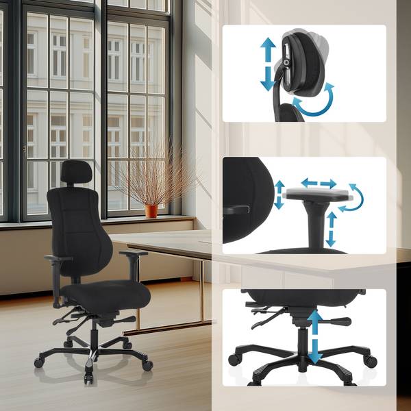 Chefsessel 24 HOURS BASIC Schwarz - Polyester - 68 x 151 x 70 cm