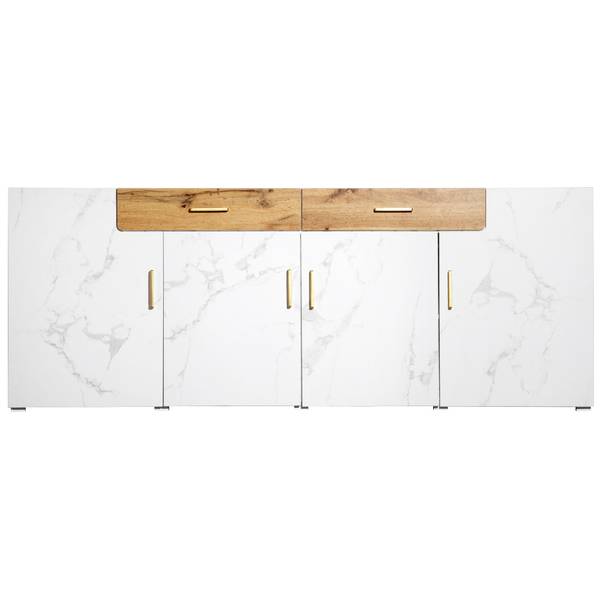 Sideboard Emma Weiß - Holzwerkstoff - Metall - 208 x 80 x 39 cm