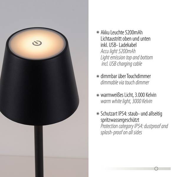 Arnusa USB-Tischleuchte Akku Tischlampe Laterne Kabellos Touch Dimmbar Gartentisch Lampe, Retro Design, Gastronomie, Tischlampe USB