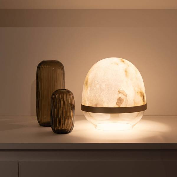 Tischlampe NICE Weiß - Stein - 23 x 26 x 23 cm