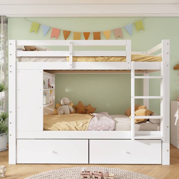 Etagenbett BAMUD82 Ⅰ Weiß - Holzwerkstoff - 104 x 160 x 205 cm