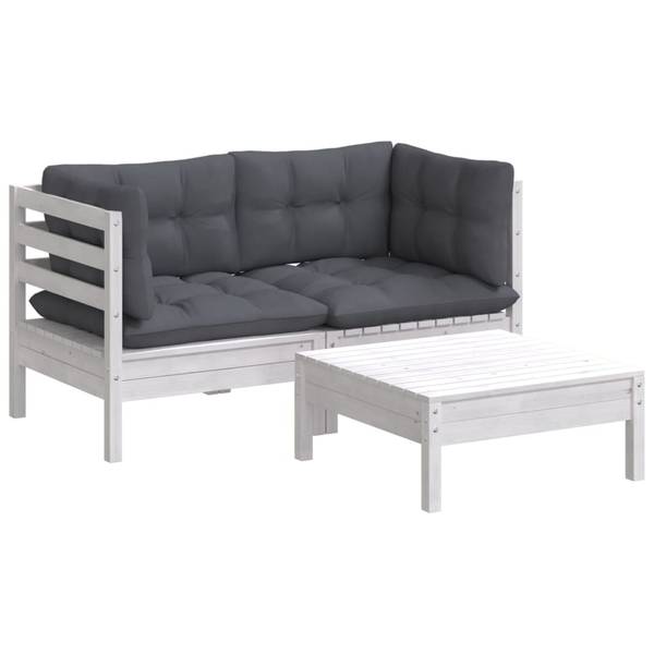 Garten-Lounge-Set 3012380 (3-teilig) Anthrazit - Weiß