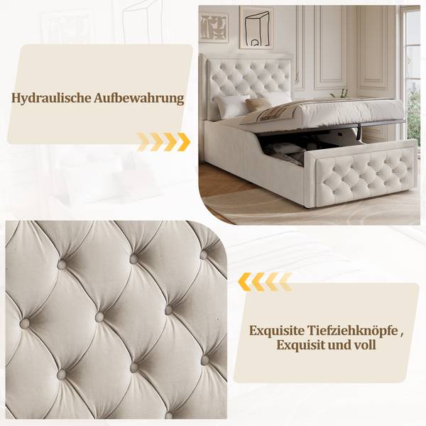 Kinderbett K-1951 Beige - Holzwerkstoff - 106 x 103 x 213 cm