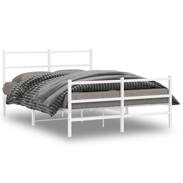 Bettgestell mit Kopf und Fußteil X607 Weiß - Metall - 146 x 90 x 207 cm