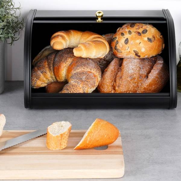 Brotkasten Schwarz - Stahl - 26 x 17 x 30 cm