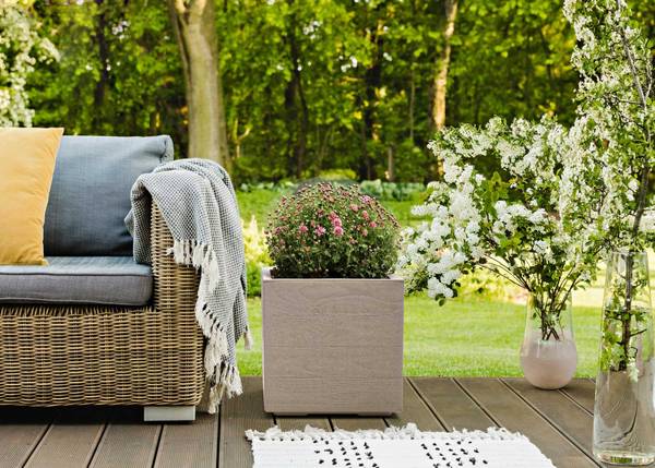 Blumentopf Betonique Beige - 39 x 39 x 78 cm