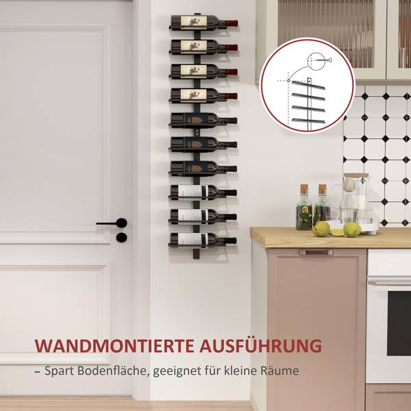 Weinregal 801-381V00BK Schwarz - Metall - 10 x 116 x 27 cm