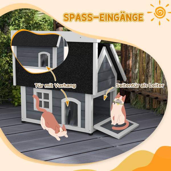 Katzenhaus BB7016 Grau - Massivholz - 50 x 20 x 85 cm