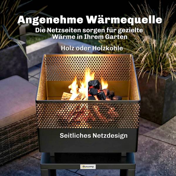 Feuerschale 842-456V00BK Schwarz - Metall - 39 x 87 x 39 cm