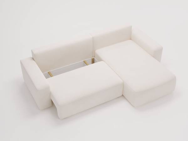 Ecksofa TAZONES Creme - Armlehne beidseitig montierbar - Ecke davorstehend rechts - Ottomane davorstehend rechts