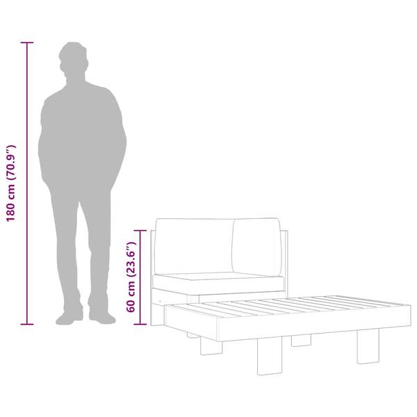 Garten-Sofa-Set 3007925-6 (2-teilig) Dunkelgrau - 100 x 25 x 60 cm