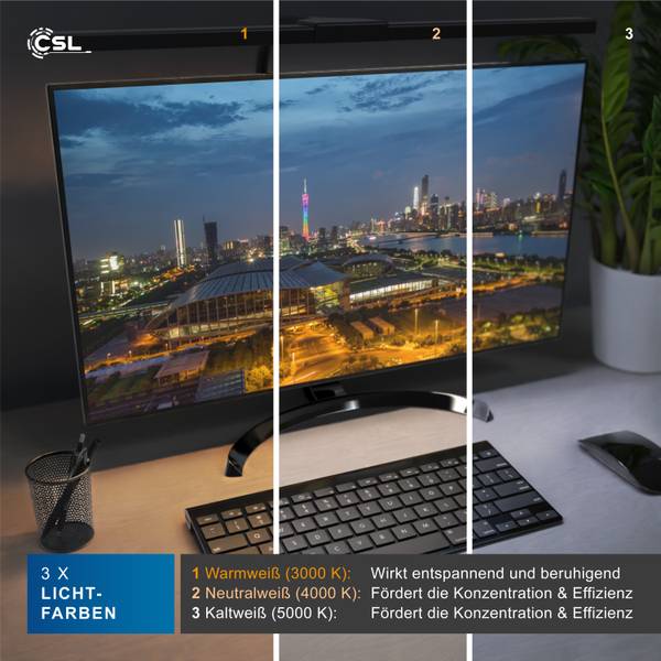 LED Monitorlampe GE-2235 Schwarz - Kunststoff - 45 x 33 x 6 cm