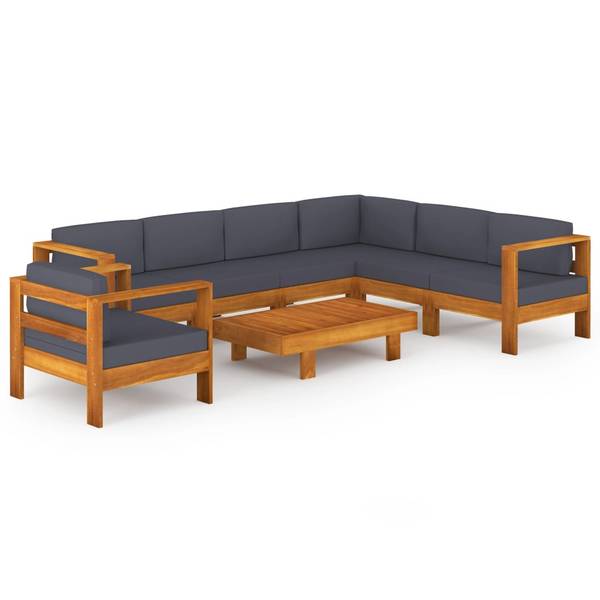 Salon de jardin 3006534-8 Gris - Acacia - 60 x 25 x 100 cm