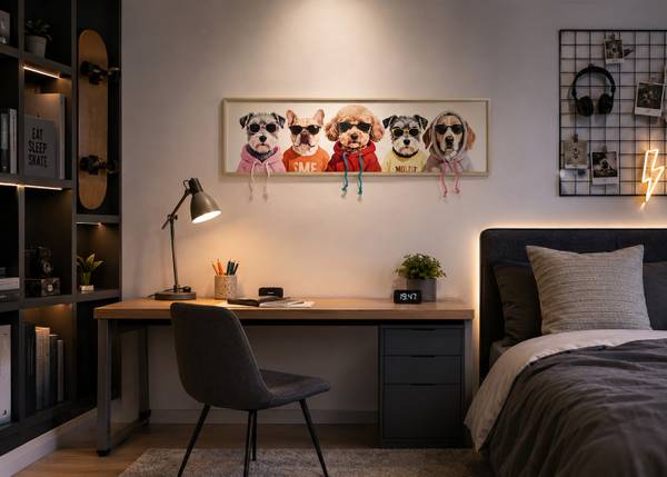 Wandbild DOG CREW 3D Orange - Naturfaser - 4 x 32 x 112 cm