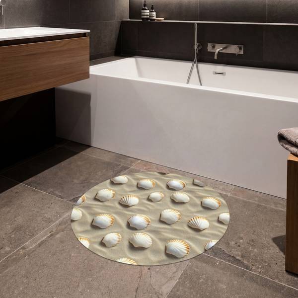 BADEMATTE Muscheln Braun - Microfaser - 70 x 70 x 1 cm