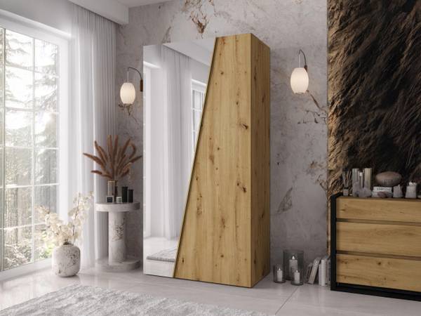 Kleiderschrank Zen 1 Gold - Eiche
