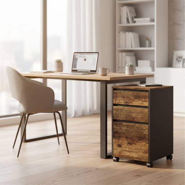 Ladeblok bureau 70 cm hoog zwart - bruin - ijzer - 40 x 70 x 40 cm