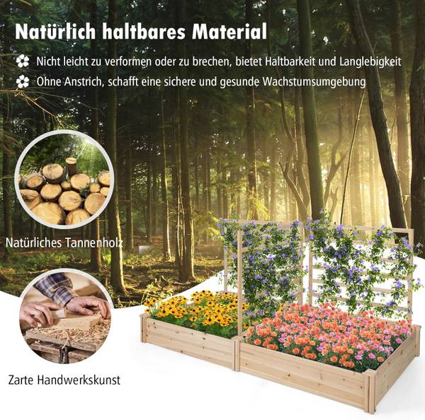 Hochbeet SF6217ZM Braun - Massivholz - 114 x 110 x 222 cm