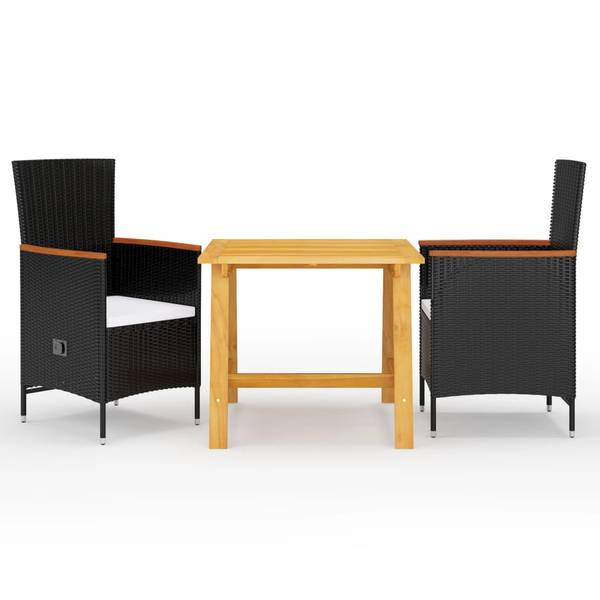 Garten-Essgruppe 3006318 3-teilig Schwarz - Akazie - 88 x 74 x 88 cm