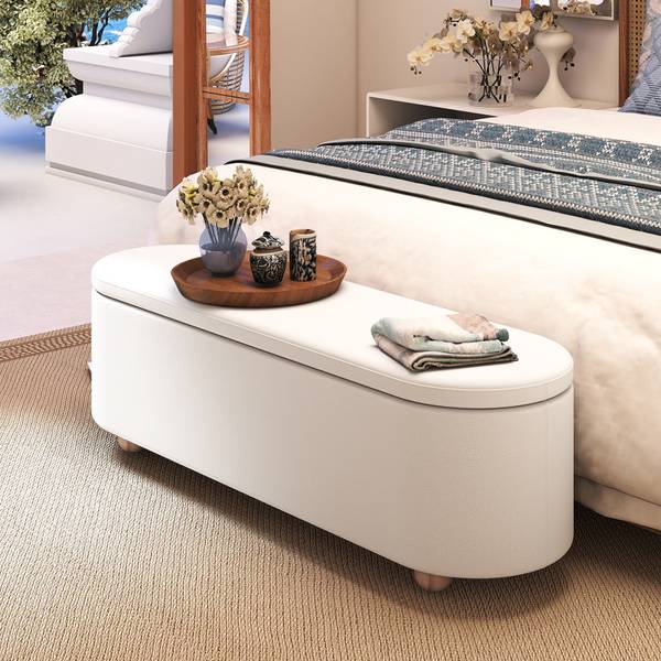 Sitzbank VH34141 Weiß - Holzwerkstoff - 41 x 49 x 139 cm