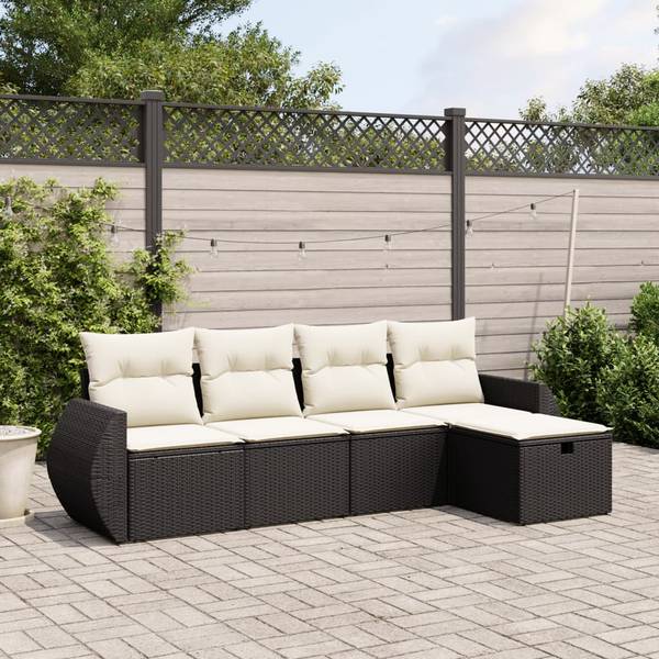 Salon de jardin 3036451-2 (lot de 5) Noir - Crème - Blanc
